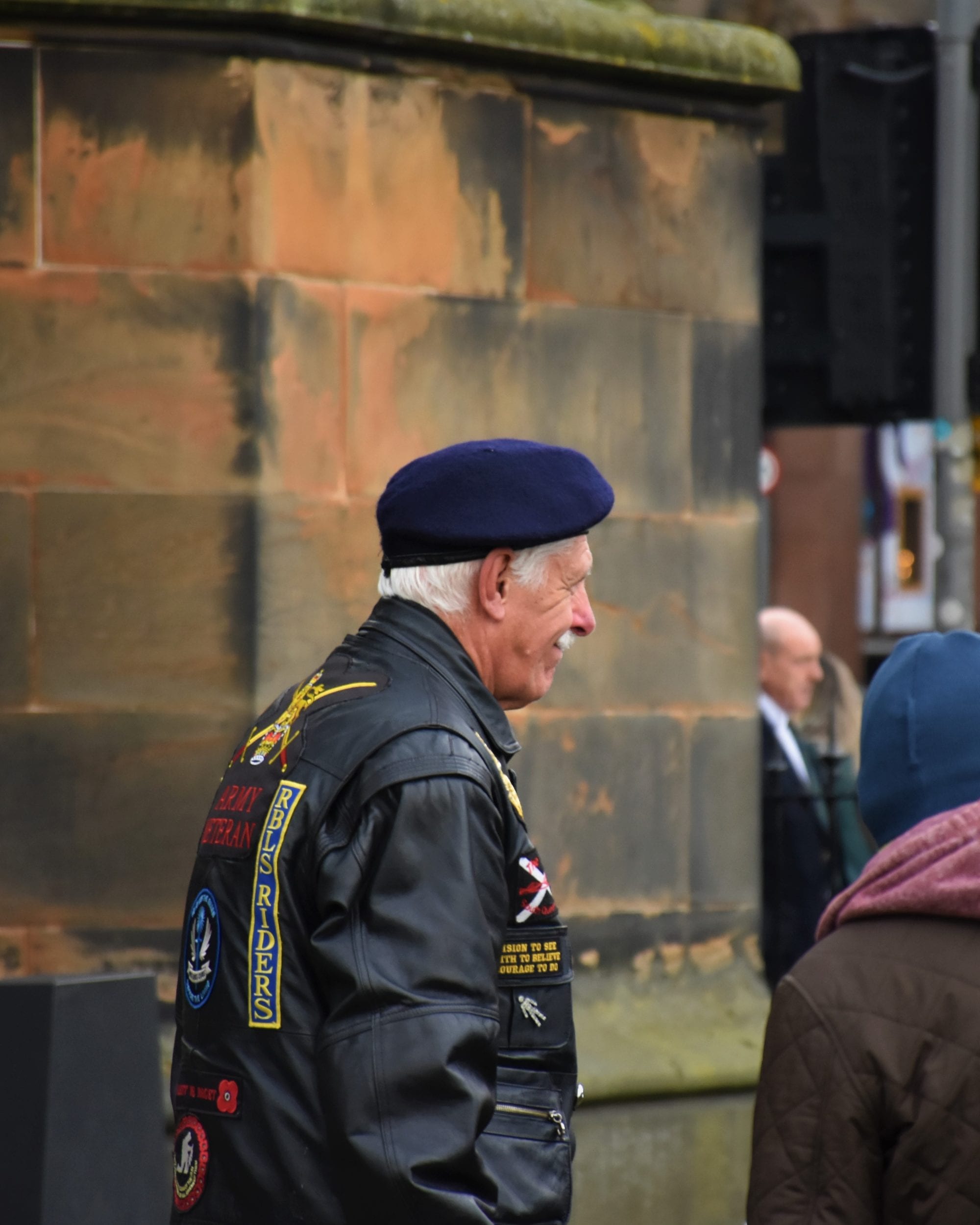 Older Veteran in a leather jacket