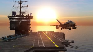 aircraft carrier in the evening sun set