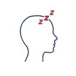 A graphic of a person with red Z's coming out of their head. Illustrates the concept of fatigue.
