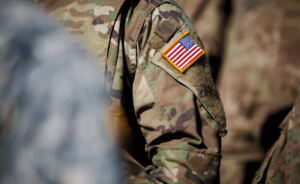 Closeup shot of an Army soldier's uniform
