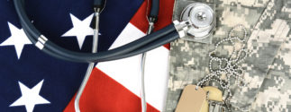 Flag and camo with a stethoscope