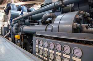 Closeup shot of metal boilers