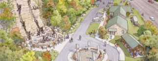 A detailed, colored map shows the layout of the upcoming National Memorial of Military Ascent in Illinois.