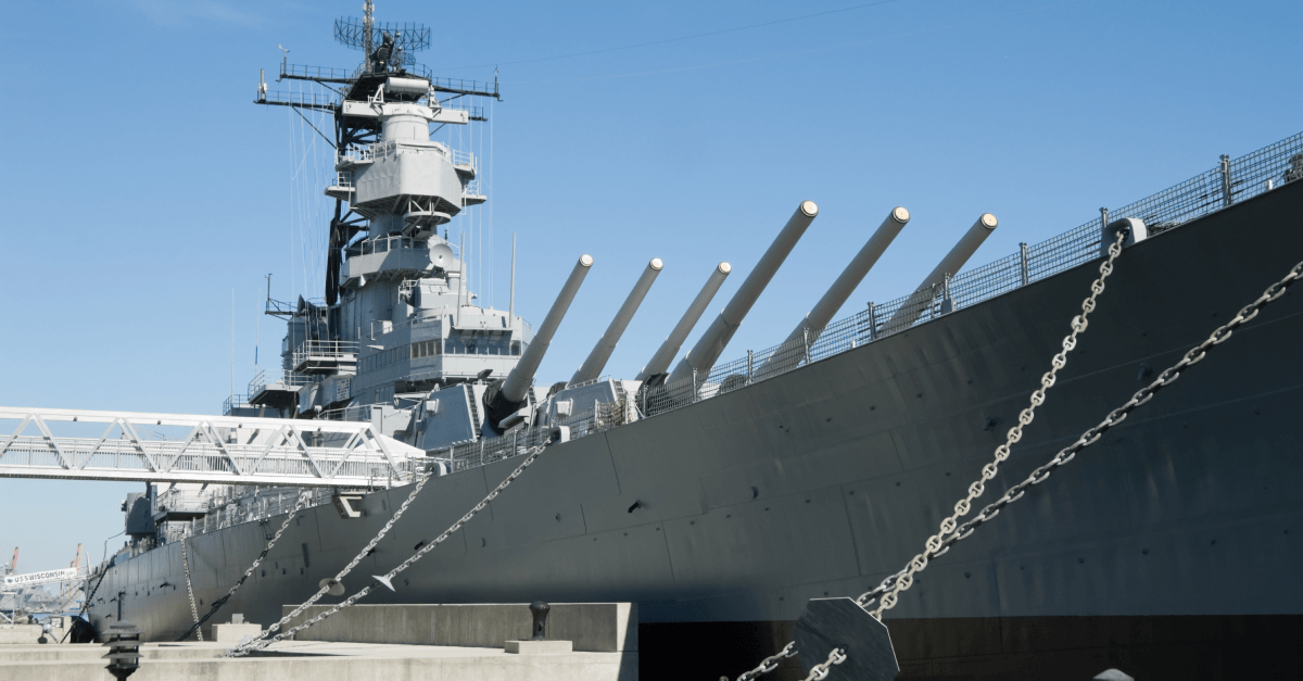 A Navy ship in the water